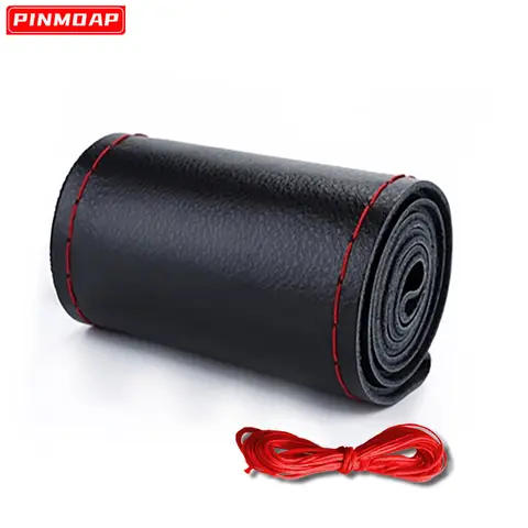 Car Steering Wheel Cover Needles And Braid Thread Artificial Leather Braid Cover Diy Soft Non Slip Auto Interior Car 37-38cm