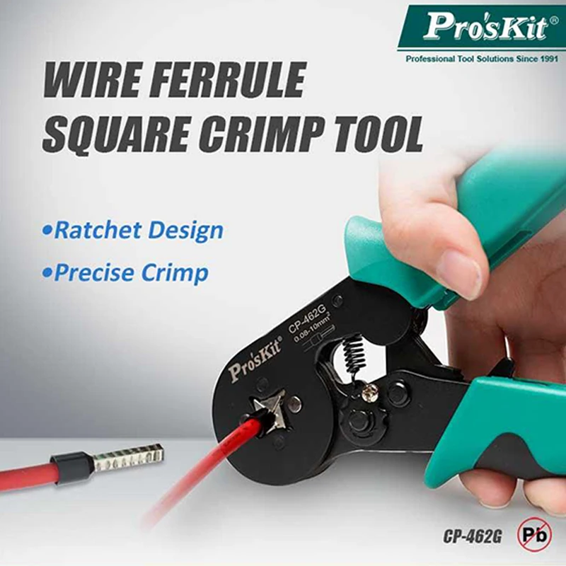 Pro’skit CP-462G Self-adjusting European Terminal Crimping Pliers Insulated & Non-insulated Terminal Tool for Home Factory Use
Pro’skit CP-462G Self-adjusting European Terminal Crimping Pliers Insulated & Non-insulated Terminal Tool for Home Factory Use