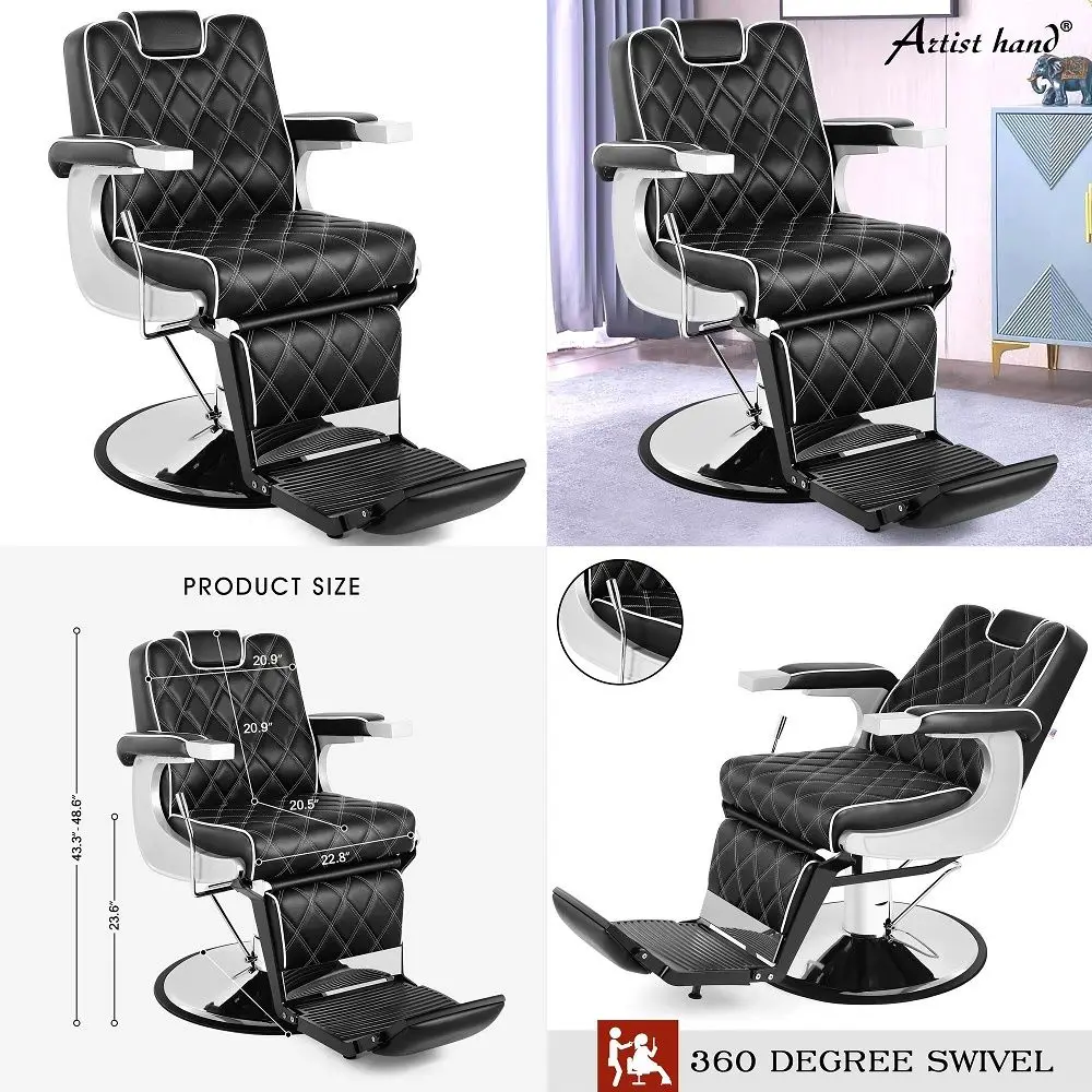 All Purpose Barber Chair Wide Backrest Reclining Salon Chair for Hair Stylist Tattoo Chair Makeup Chair for Salon Equipment Bla
All Purpose Barber Chair Wide Backrest Reclining Salon Chair for Hair Stylist Tattoo Chair Makeup Chair for Salon Equipment Bla