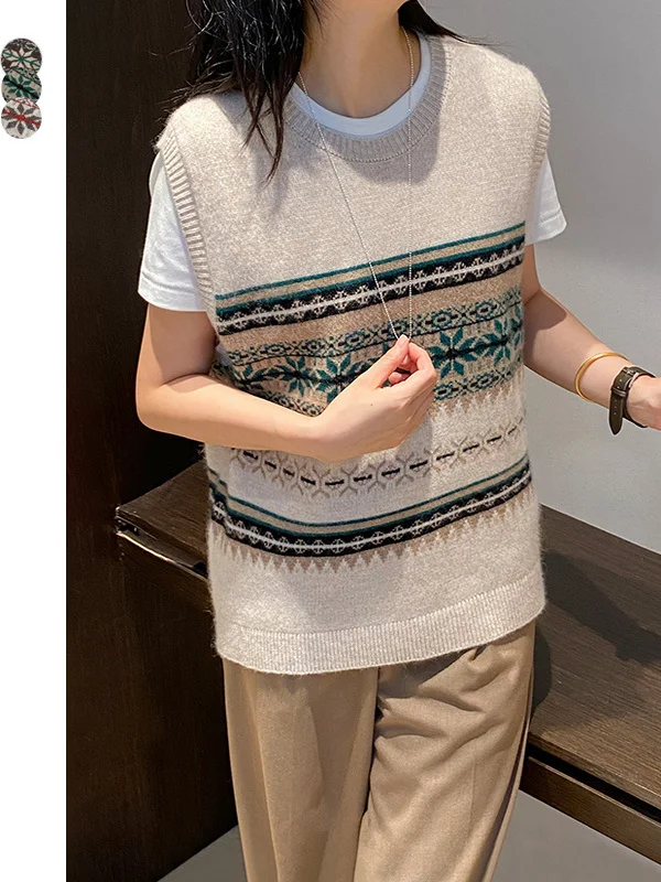 Винтажный вязаный жилет с принтом, женский круглый шерстяной жилет Ne Svel, внутренняя одежда из искусственного кроличьего меха Ci для поездок на работу, свободный крой
Винтажный вязаный жилет с принтом, женский круглый шерстяной жилет Ne Svel, внутренняя одежда из искусственного кроличьего меха Ci для поездок на работу, свободный крой