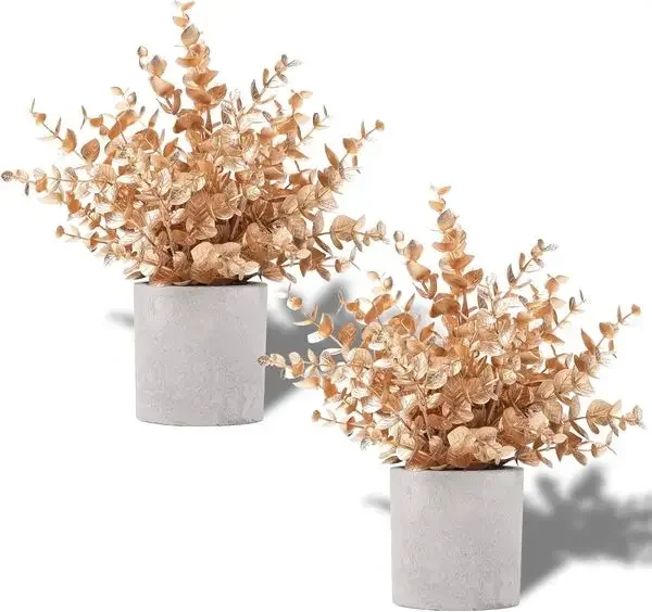 2 Pack Gold Eucalyptus Small Fake Plants Potted Artificial Plants for Christmas Decorations Shelf
2 Pack Gold Eucalyptus Small Fake Plants Potted Artificial Plants for Christmas Decorations Shelf