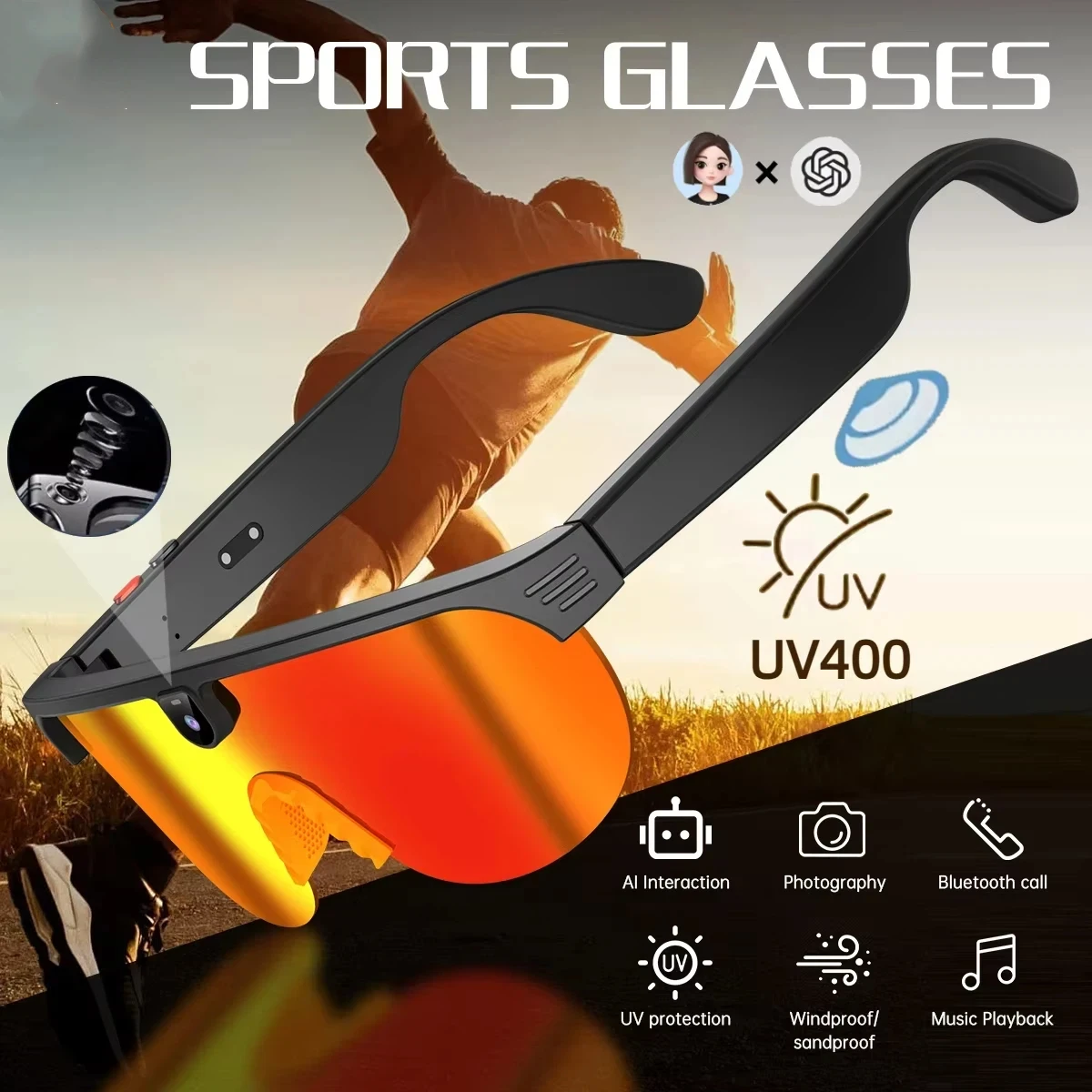 Солнцезащитные очки 4K с поляризацией, AI-камерой HD 800W, Bluetooth-вызовами и функцией перевода, квадратные, увеличенные, антибликовые, UV400, для водителей
Солнцезащитные очки 4K с поляризацией, AI-камерой HD 800W, Bluetooth-вызовами и функцией перевода, квадратные, увеличенные, антибликовые, UV400, для водителей