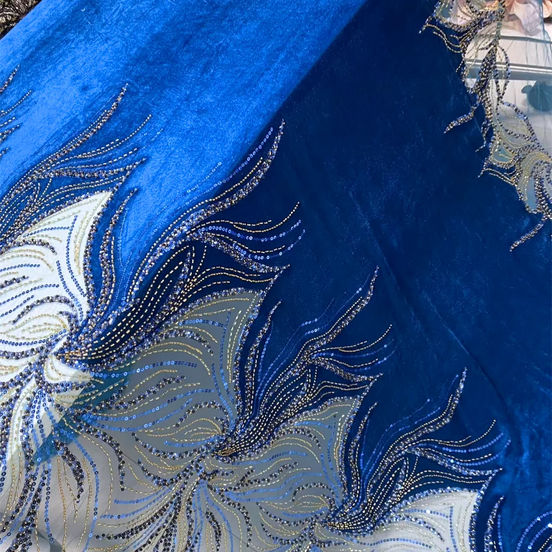 African Velvet Lace Fabric 2026 French Embroidery With Sequins Cord Design 5 Yards Soft Touch Material For Wedding Banquet Dress
African Velvet Lace Fabric 2026 French Embroidery With Sequins Cord Design 5 Yards Soft Touch Material For Wedding Banquet Dress