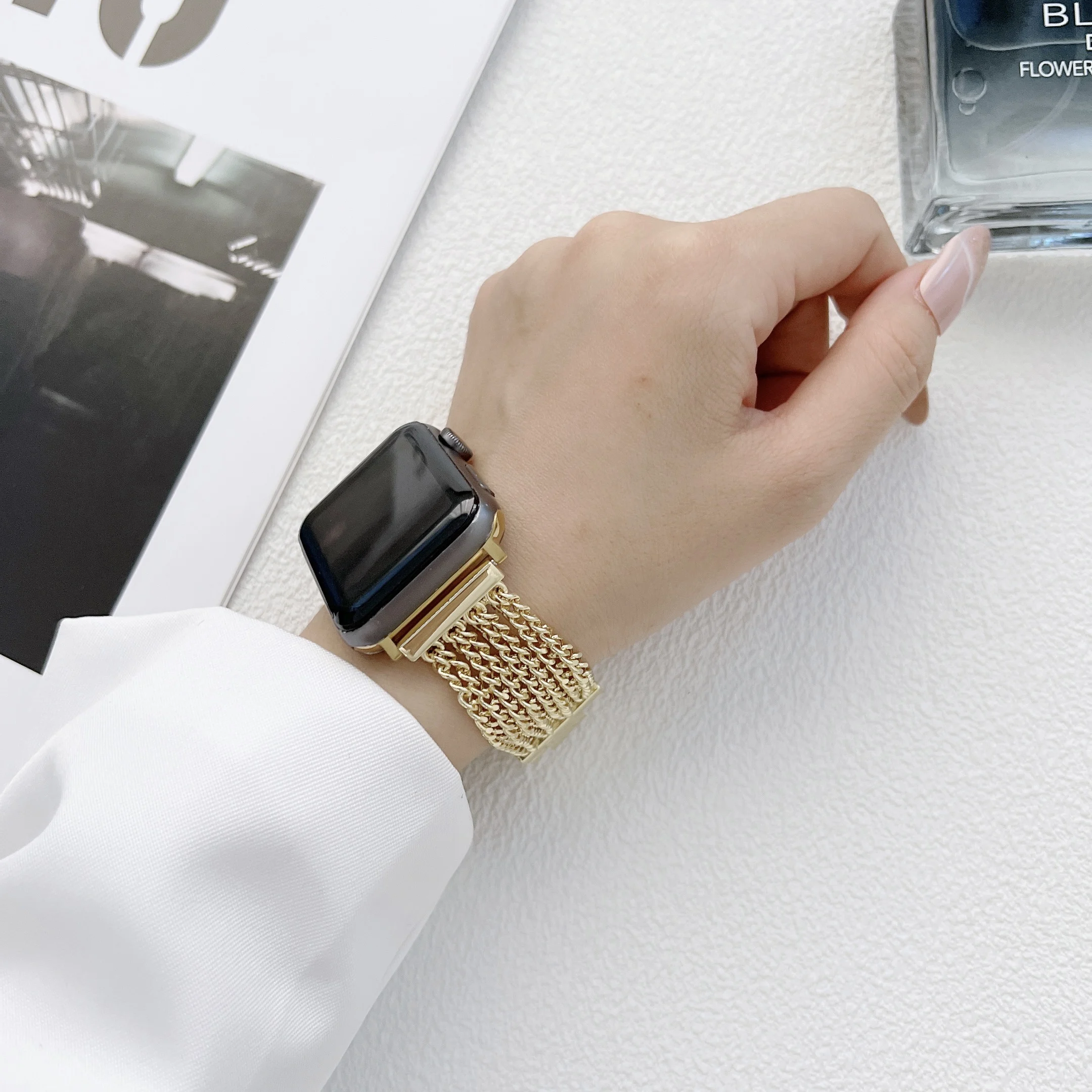 Ремешок металлический для Apple watch 6 5 4 3 44 мм 42 мм 40 мм, пятирядная цепочка для смарт-часов, браслет для iwatch Ultra 49 мм 8 7 45 мм 41 мм
Ремешок металлический для Apple watch 6 5 4 3 44 мм 42 мм 40 мм, пятирядная цепочка для смарт-часов, браслет для iwatch Ultra 49 мм 8 7 45 мм 41 мм