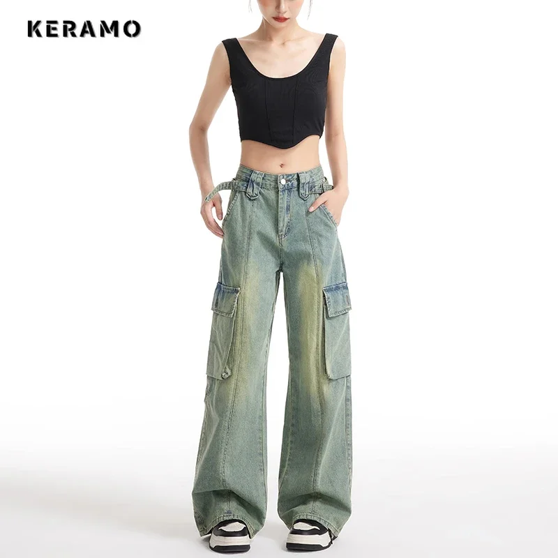 Women Retro Pockets Wide Leg Baggy Casual Style Denim Trouser Harajuku High Waist Loose Jeans 2023 Winter Vintage Fashion Pants
Women Retro Pockets Wide Leg Baggy Casual Style Denim Trouser Harajuku High Waist Loose Jeans 2023 Winter Vintage Fashion Pants