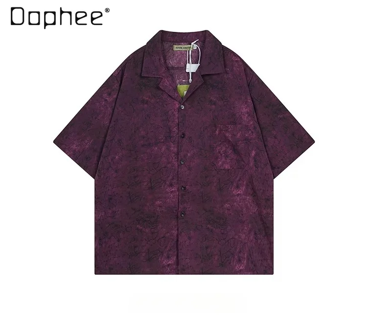 2026 Summer New Trendy American Retro Style Men Purple Texture Fabric Loose Casual Daily Lapel Short Sleeve Floral Shirt
2026 Summer New Trendy American Retro Style Men Purple Texture Fabric Loose Casual Daily Lapel Short Sleeve Floral Shirt