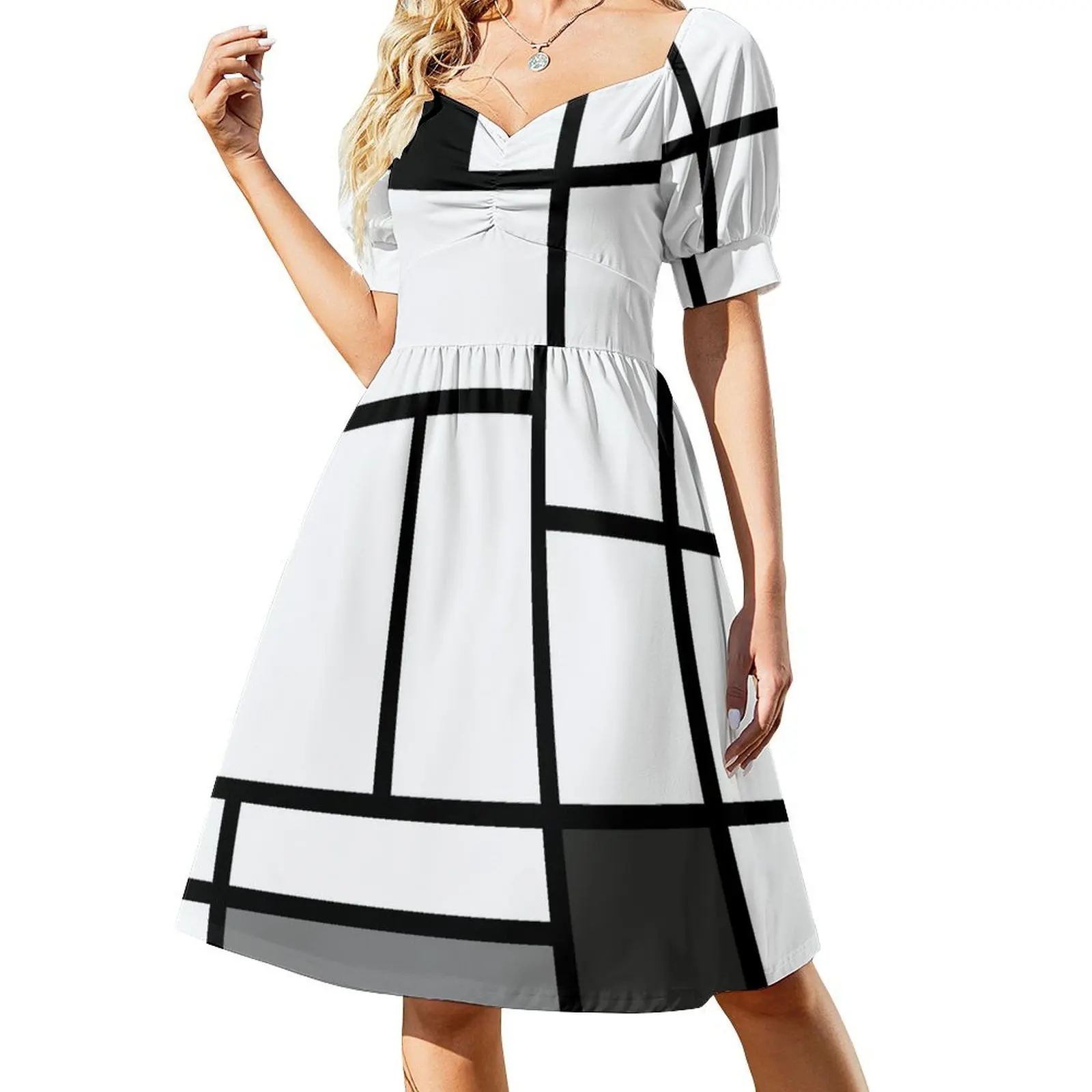 Mondrian (black & white) Minimalist De Stijl Modern Art - Museum Gift Souvenir (Abstract Design) Short-Sleeved Dress
Mondrian (black & white) Minimalist De Stijl Modern Art - Museum Gift Souvenir (Abstract Design) Short-Sleeved Dress