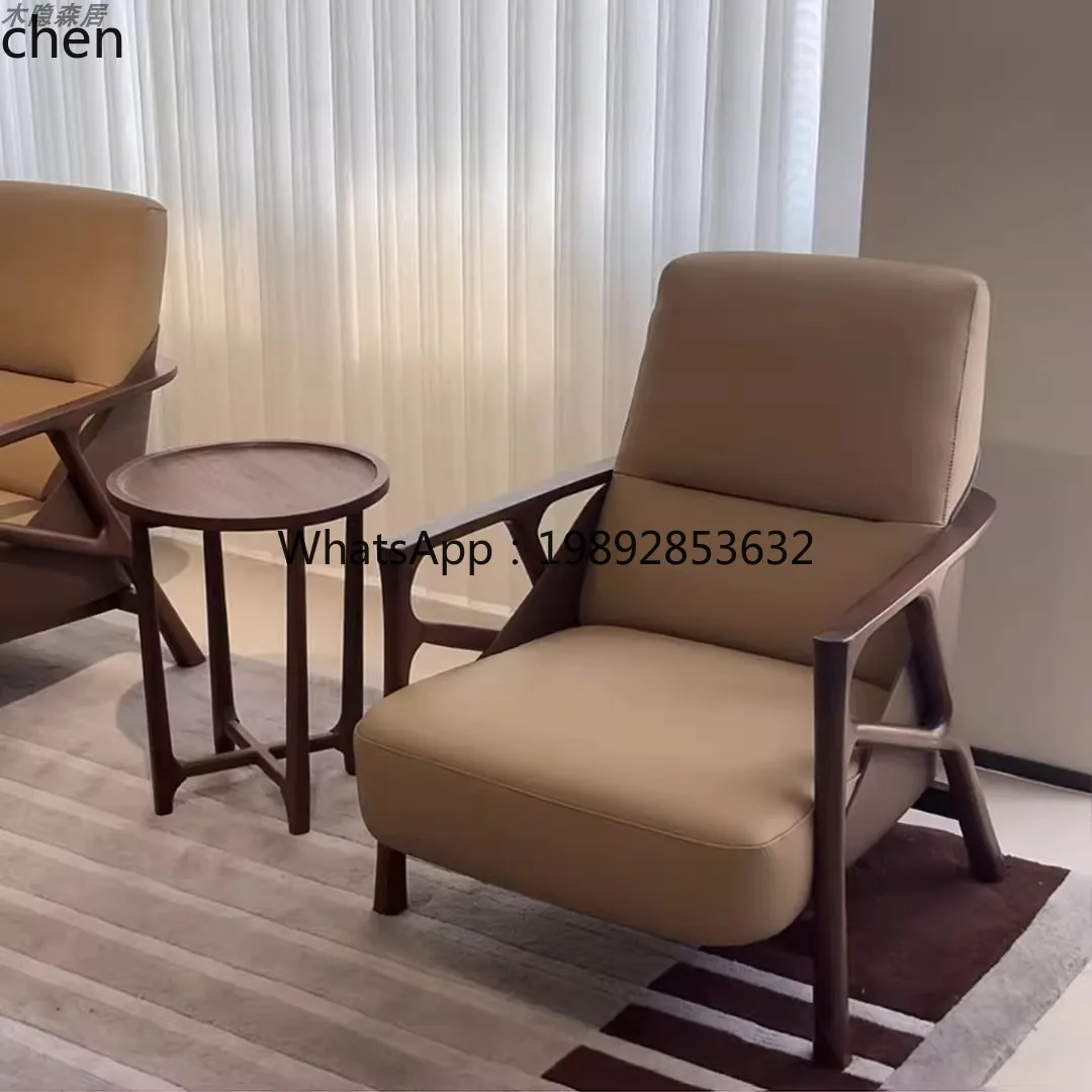 Black Walnut Wood Sofa Chair Lounge Chair Living Room Balcony Solid Wood Leather Chair
Black Walnut Wood Sofa Chair Lounge Chair Living Room Balcony Solid Wood Leather Chair