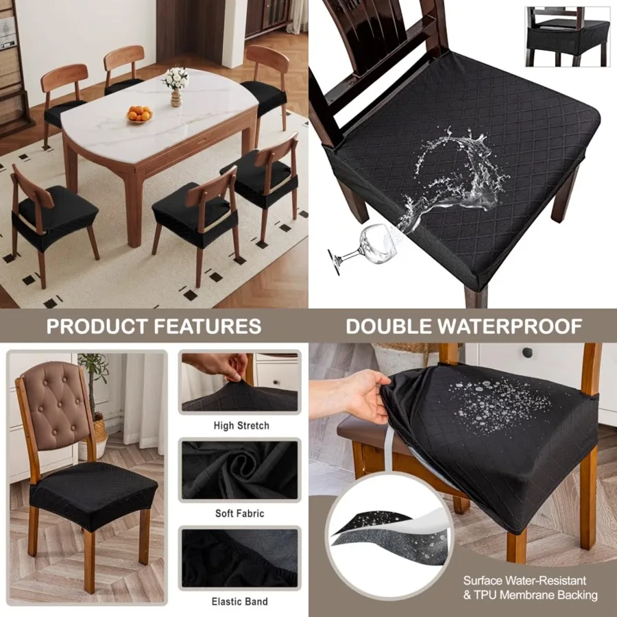 Waterproof Seat Covers for Chairs, Set of 6 Dining Room Chair Seat Covers for Kitchen, Stretch Jacquard Removable Washable Dini
Waterproof Seat Covers for Chairs, Set of 6 Dining Room Chair Seat Covers for Kitchen, Stretch Jacquard Removable Washable Dini