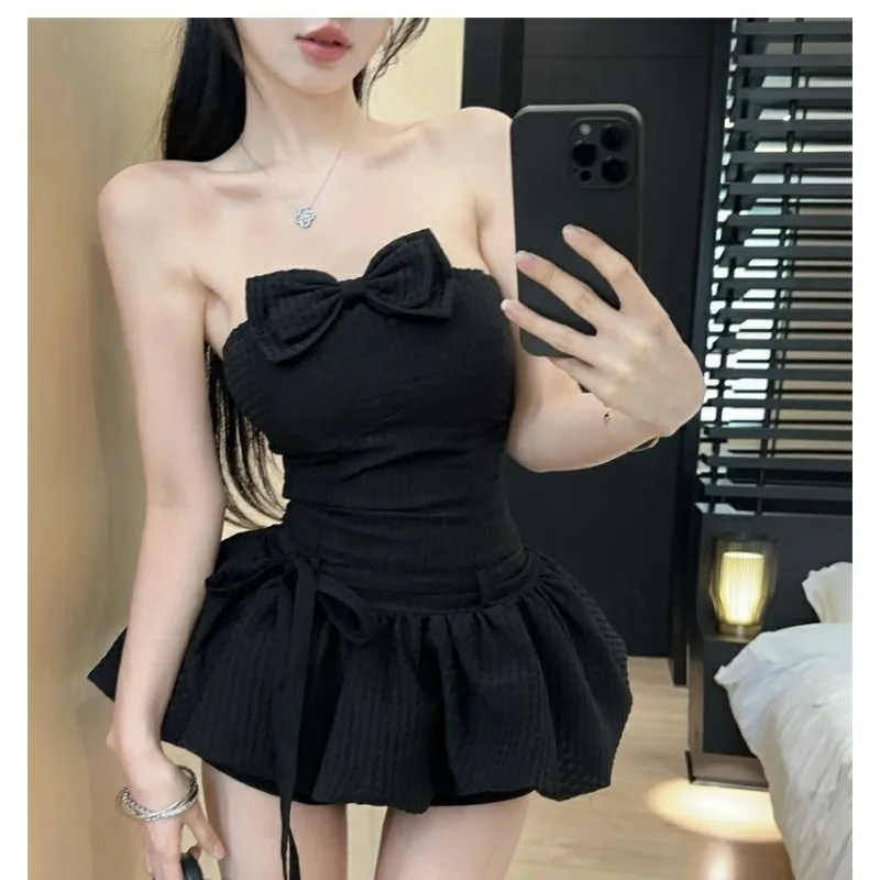 Bow Tie Tube Top with Puffy Hem Slim Waist and Slimming Short Top for Women
Bow Tie Tube Top with Puffy Hem Slim Waist and Slimming Short Top for Women