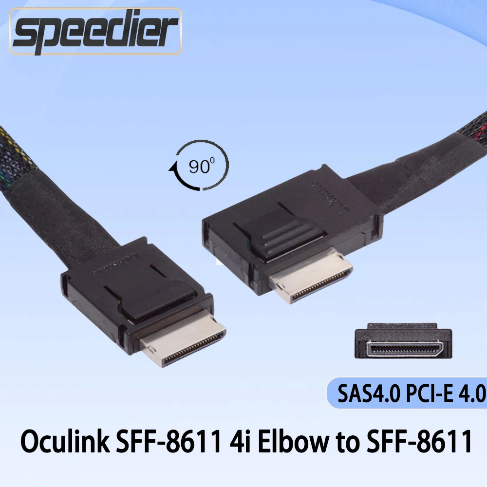 90 Degree Elbow Oculink SFF-8611 4i Angled To 8611 Straight SAS4.0 PCI-E 4.0 Data Cable Connecting Wire Data Transmission Cable
90 Degree Elbow Oculink SFF-8611 4i Angled To 8611 Straight SAS4.0 PCI-E 4.0 Data Cable Connecting Wire Data Transmission Cable