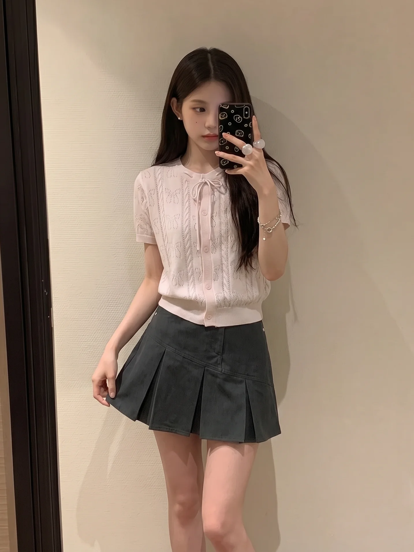 Korean Style Sweet Hollow out Thin Bubble Sleeve Knitted Shirt Women's Casual Slim Fit Short Sleeve Polyester Fiber
Korean Style Sweet Hollow out Thin Bubble Sleeve Knitted Shirt Women's Casual Slim Fit Short Sleeve Polyester Fiber
