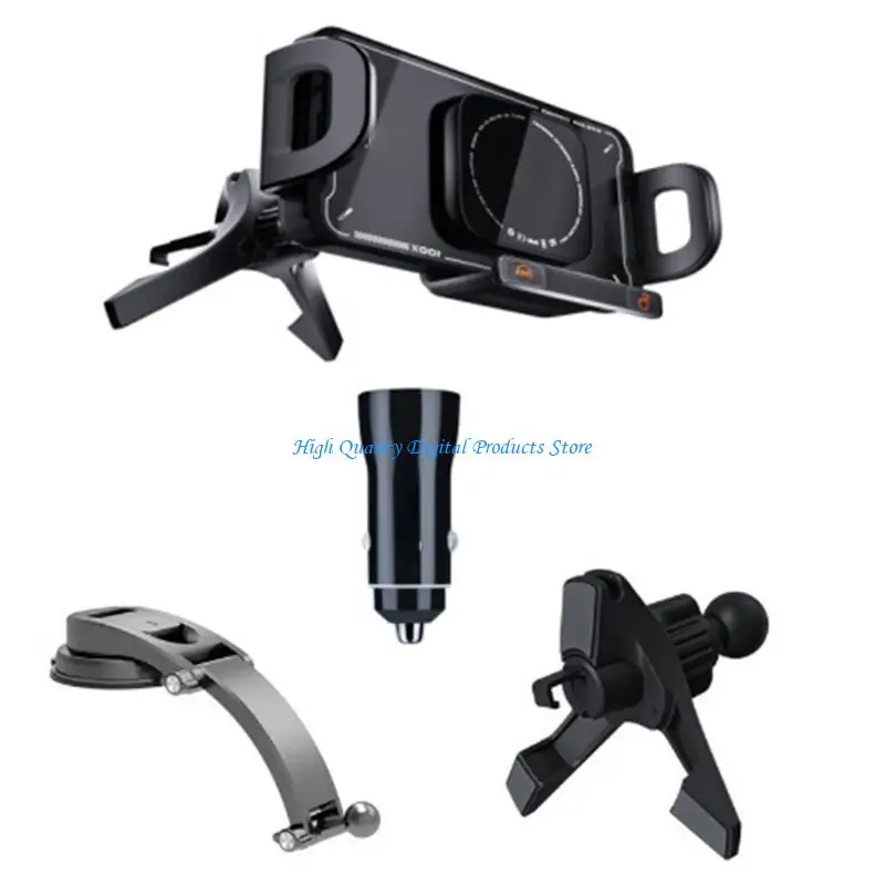U2JE Car Mount Phone Holder Rack Featuring Foldable Design 360 Degree Rotation Vent Clip and Strong Suction Cup for All Models