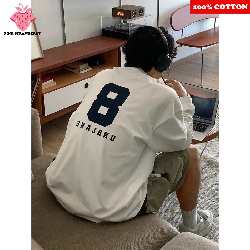 American Number 8 Print T-shirt Men Autumn Winter 2025 New 100% Cotton White Long sleeved Casual Loose Tee Y2k Top men clothing
American Number 8 Print T-shirt Men Autumn Winter 2025 New 100% Cotton White Long sleeved Casual Loose Tee Y2k Top men clothing