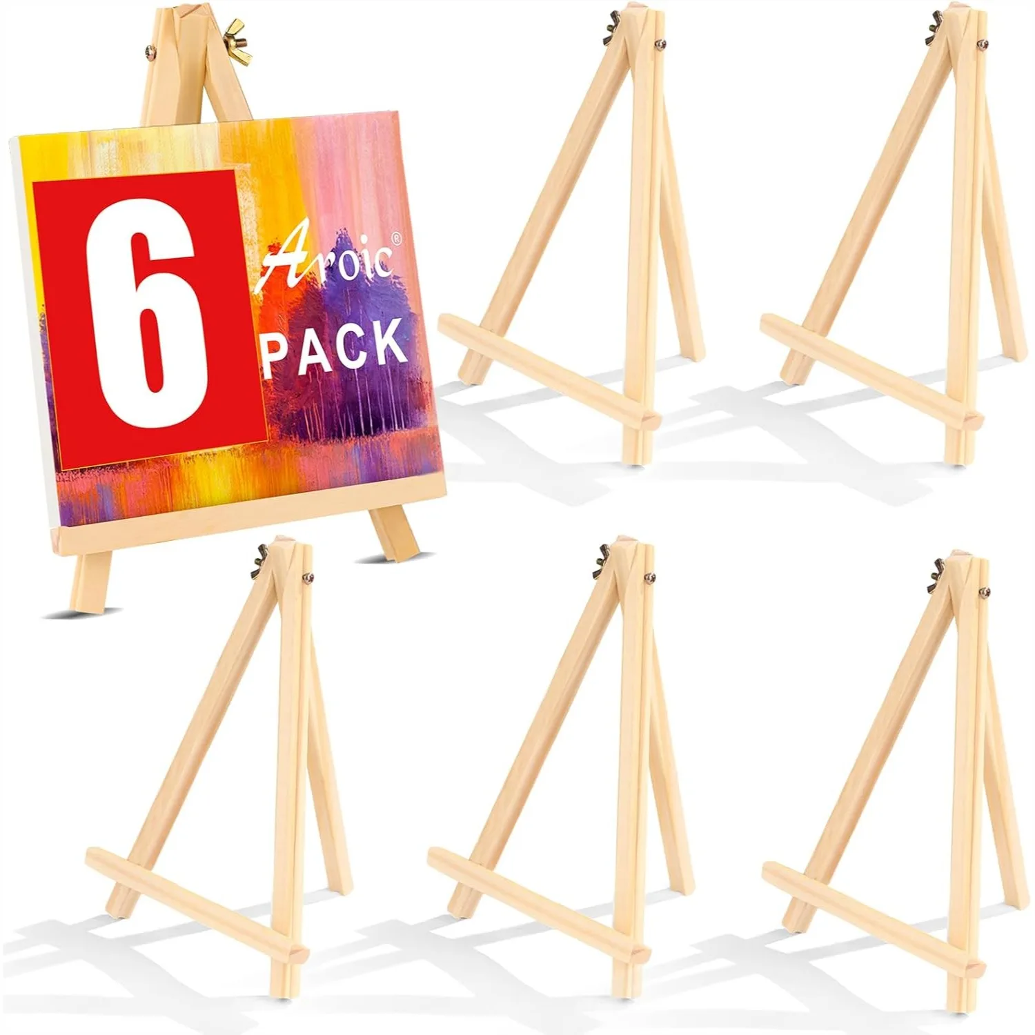6 Pack 9 Inch Wooden Easel for Painting, Tabletop Art Easel Stand for Canvas Display, Foldable Sign Holder for Kids Adults
6 Pack 9 Inch Wooden Easel for Painting, Tabletop Art Easel Stand for Canvas Display, Foldable Sign Holder for Kids Adults