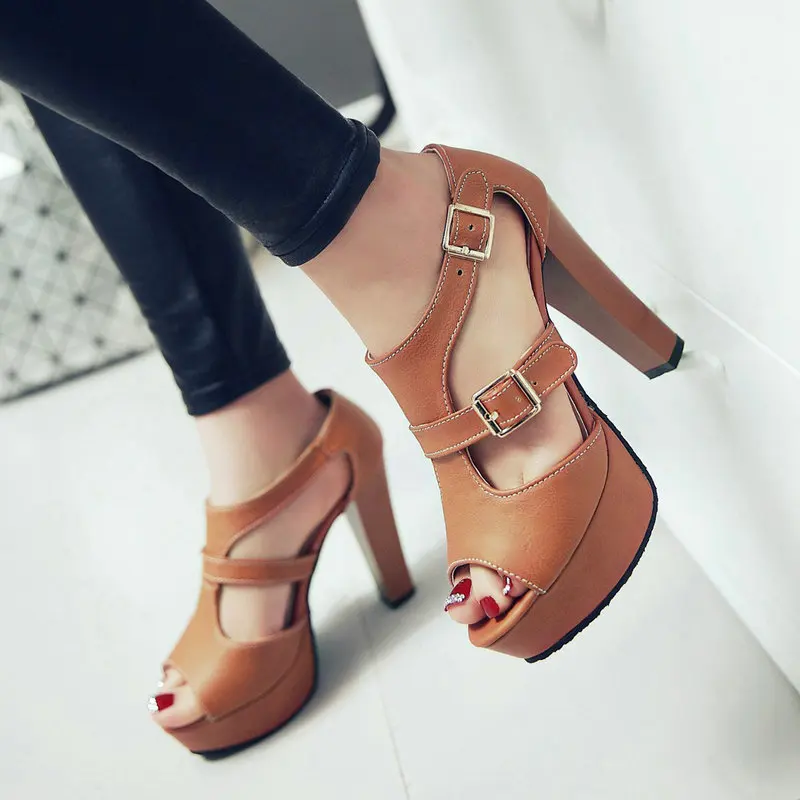 Peep Toe Sexy Mature Summer Shoes for Women Brown Beige Buckle Belt Cover Back Thick Block High Heels Platform Fisherman Sandals
Peep Toe Sexy Mature Summer Shoes for Women Brown Beige Buckle Belt Cover Back Thick Block High Heels Platform Fisherman Sandals