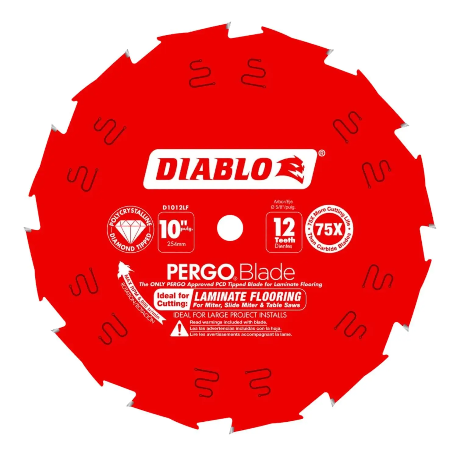 10" Laminate Wood Flooring Saw Blade 12 Teeth 5/8" Arbor .087" Kerf 6000 RPM
10" Laminate Wood Flooring Saw Blade 12 Teeth 5/8" Arbor .087" Kerf 6000 RPM