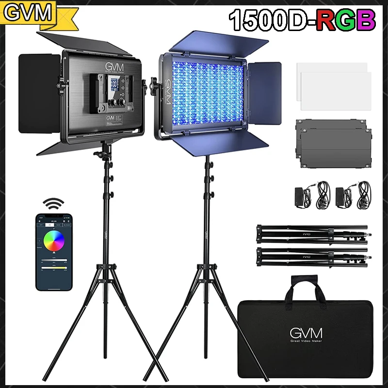 GVM 1500D RGB фонарь для фотосъемки двухцветный 3200K-6500K 75W фонарь для фото-и видеосъемки с управлением через приложение 2 шт.
GVM 1500D RGB фонарь для фотосъемки двухцветный 3200K-6500K 75W фонарь для фото-и видеосъемки с управлением через приложение 2 шт.