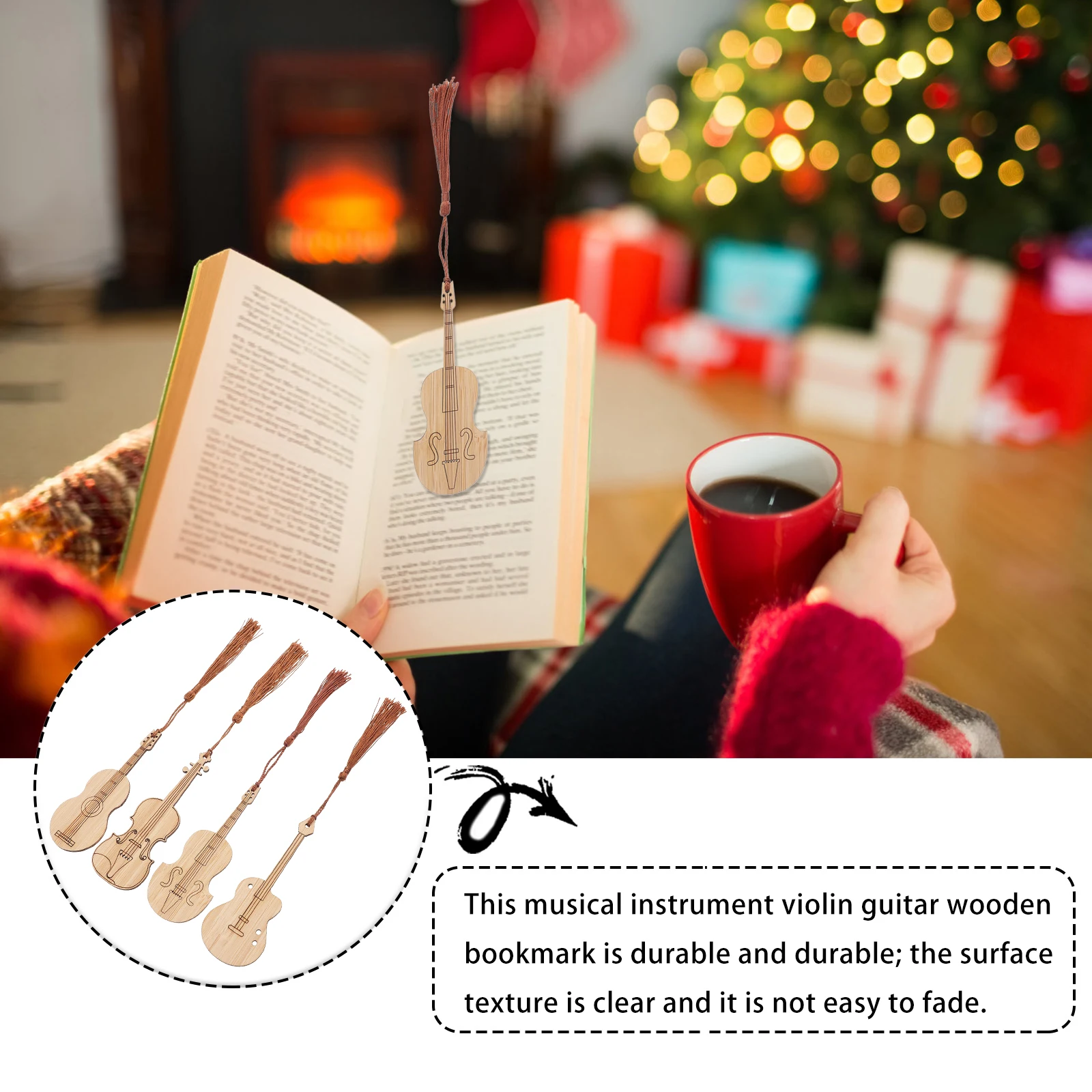 4 Pcs Instrument Bookmark Gifts Guitar Instruments Creative for Reading Bamboo Wired Pendant
4 Pcs Instrument Bookmark Gifts Guitar Instruments Creative for Reading Bamboo Wired Pendant