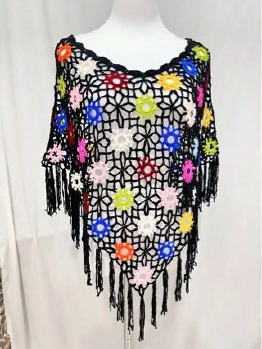 Women Bohemian Crochet Floral Cover Up Shawl Beach Vacation Wear
Women Bohemian Crochet Floral Cover Up Shawl Beach Vacation Wear