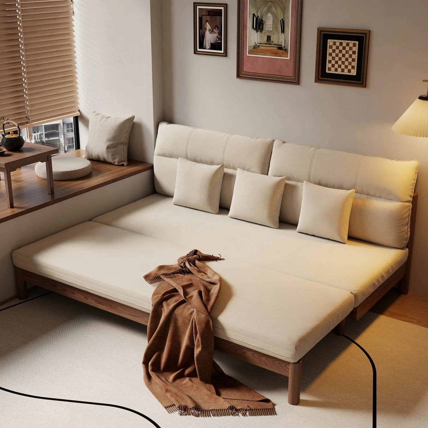 #Cream Beige Linen Fabric Solid Wood Frame Foldable Sofa BedConvertible 2in1 with Pillows Modern Minimal Small Space Living Room
#Cream Beige Linen Fabric Solid Wood Frame Foldable Sofa BedConvertible 2in1 with Pillows Modern Minimal Small Space Living Room