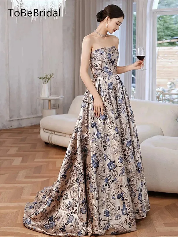 Modern Printed Evening Dresses Without Shoulder Straps A-line Prom Dress Elegant For Special Occasions Party Gowns Customized
Modern Printed Evening Dresses Without Shoulder Straps A-line Prom Dress Elegant For Special Occasions Party Gowns Customized