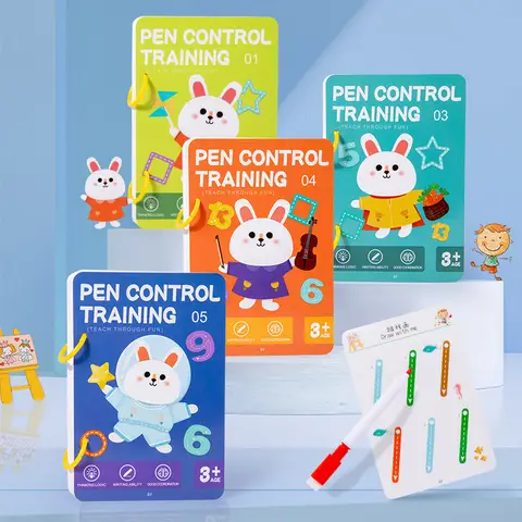 32/64/96 Pages Children Pen Control Training Book Practice Card Magical Tracing Workbook Early Education Copybook for Kid Gift