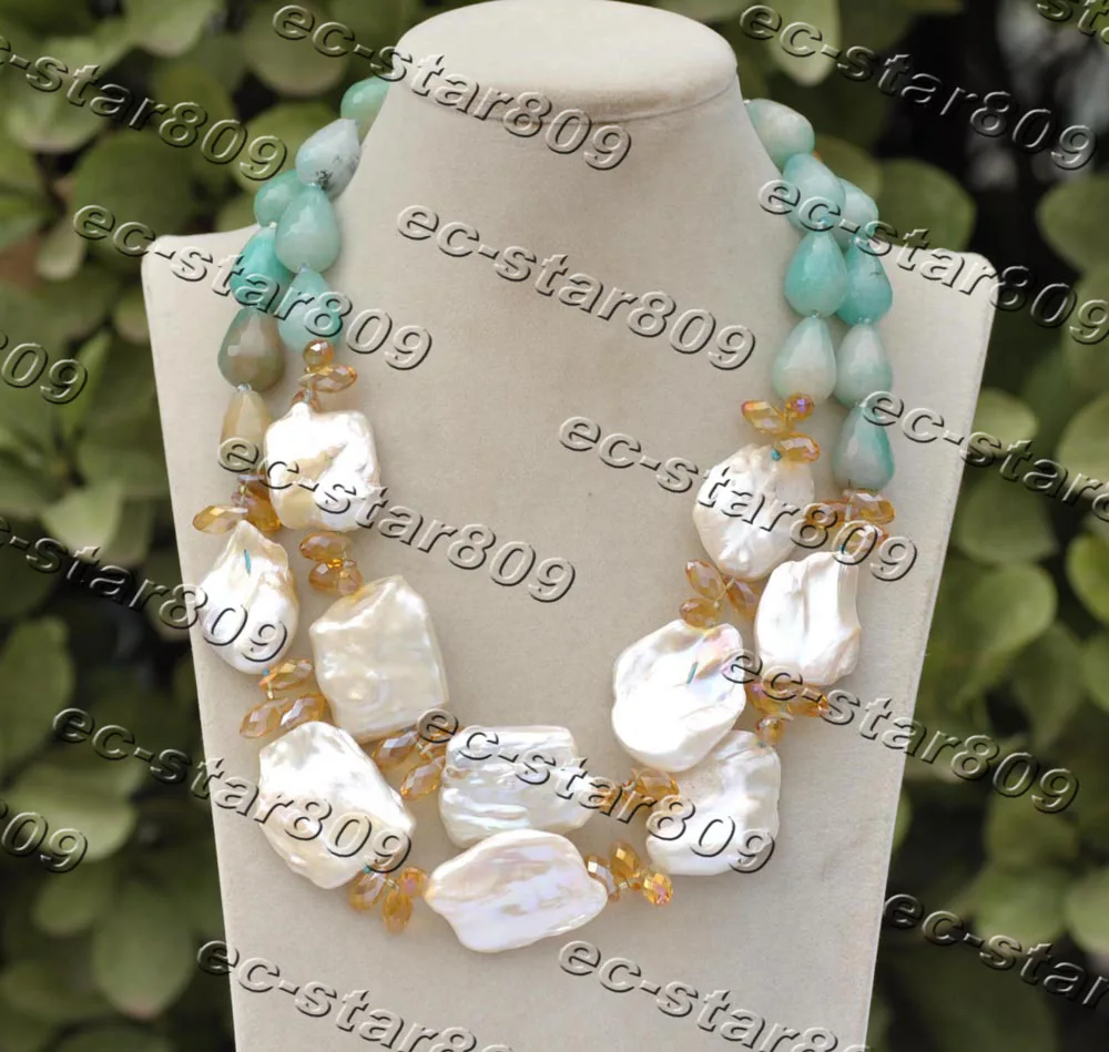 Z11424 2Row 18" 30mm White Square Coin Pearl Drop Faceted Amazon-stone Crystal Necklace
Z11424 2Row 18" 30mm White Square Coin Pearl Drop Faceted Amazon-stone Crystal Necklace