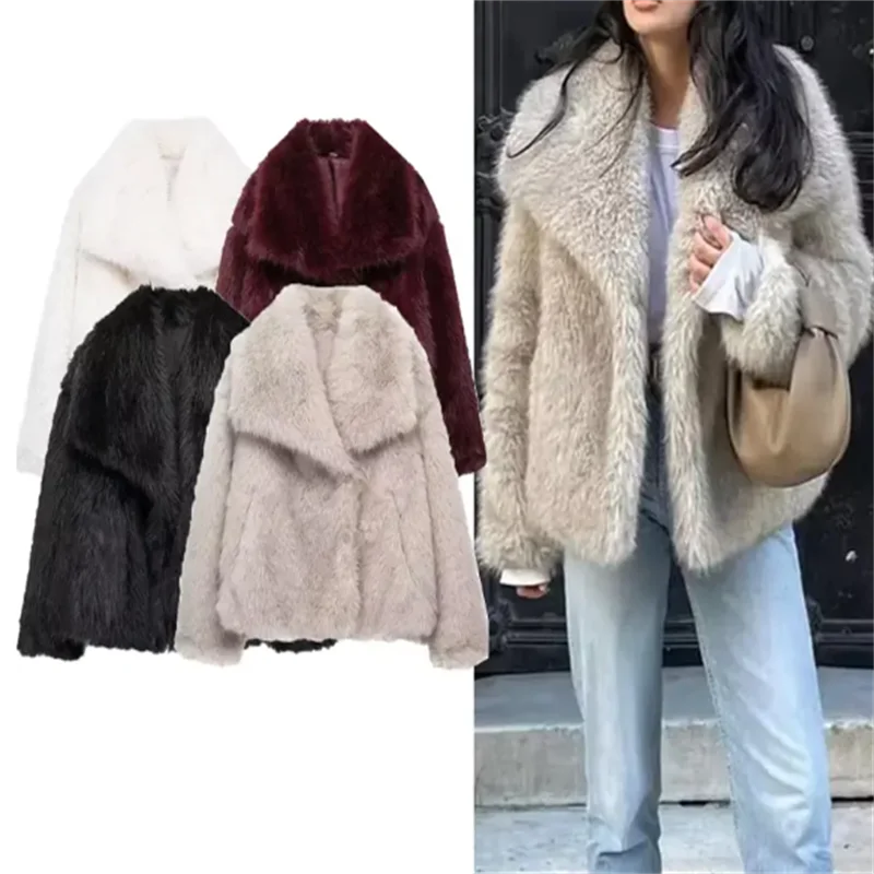 Women's synthetic fur jacket, plush jacket, wool blend, white, red, gray, black, autumn/winter, 2025
Women's synthetic fur jacket, plush jacket, wool blend, white, red, gray, black, autumn/winter, 2025