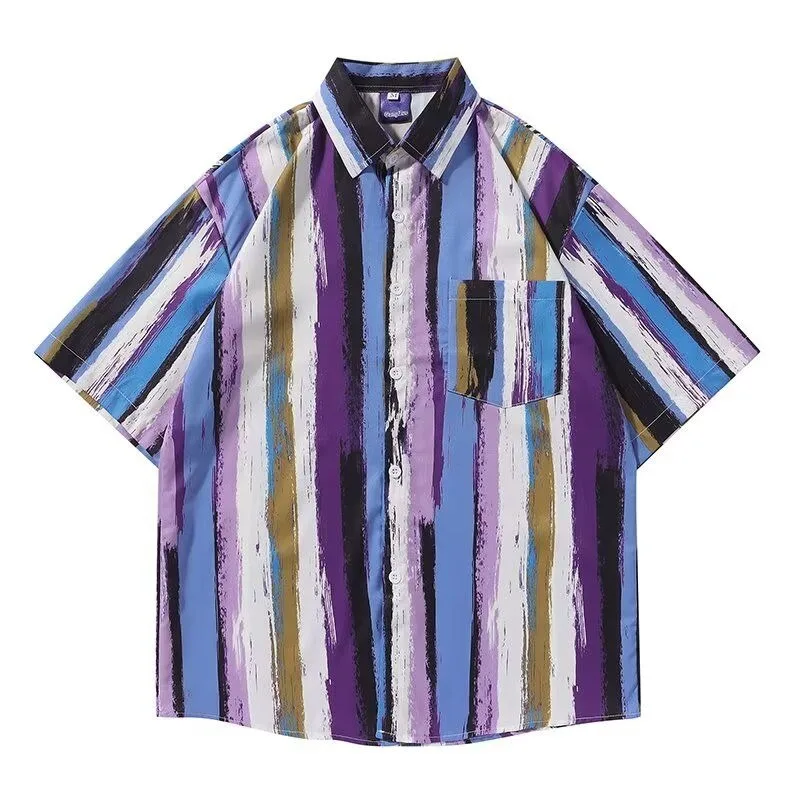 Harajuku Colored Vertical Stripes Button Up Shirts Men Women Vintage Chic Color Contrast Y2K Tops Loose Oversized Lapel Camisas
Harajuku Colored Vertical Stripes Button Up Shirts Men Women Vintage Chic Color Contrast Y2K Tops Loose Oversized Lapel Camisas