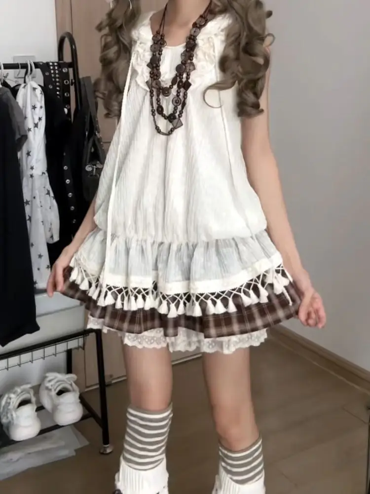 Onalippa 2026 Japanese Sweet Vintage Lolita Knitted Top Checkered Design Half Skirt Two Piece Set
Onalippa 2026 Japanese Sweet Vintage Lolita Knitted Top Checkered Design Half Skirt Two Piece Set