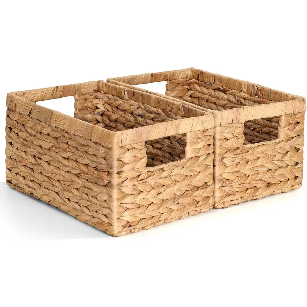 2 Wicker Shelf Storage Baskets for Organizing - Natural Durable Water Hyacinth Woven Basket Pantry Bin Organizers for Shelves wi
2 Wicker Shelf Storage Baskets for Organizing - Natural Durable Water Hyacinth Woven Basket Pantry Bin Organizers for Shelves wi