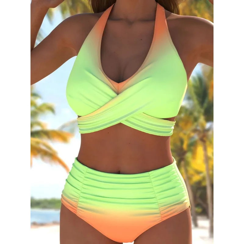 Women Sexy Solid Color Cross-Back Bikini Set Tie-Side Two-Piece Swimwear High Waist Panties Lingerie Bathing Suit Beach Holiday
Women Sexy Solid Color Cross-Back Bikini Set Tie-Side Two-Piece Swimwear High Waist Panties Lingerie Bathing Suit Beach Holiday