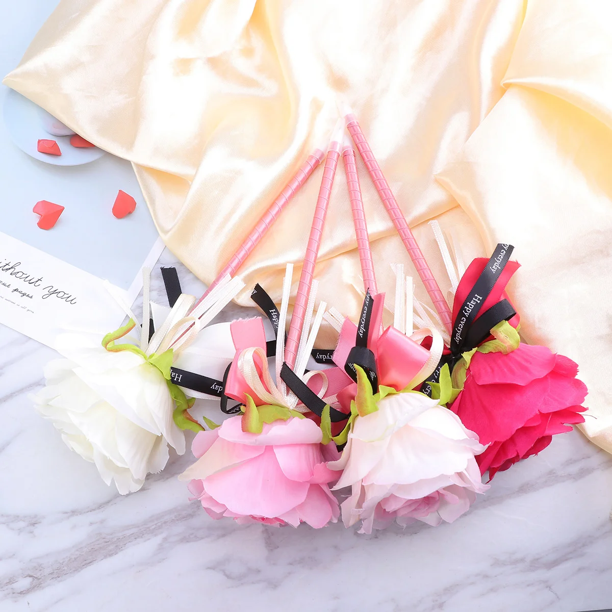 4 Pcs Rose Bowknot Pen Flower Decor Ballpoint Pen Office School Stationery (Style 1, Style 2, Style 3, Style 4)
4 Pcs Rose Bowknot Pen Flower Decor Ballpoint Pen Office School Stationery (Style 1, Style 2, Style 3, Style 4)