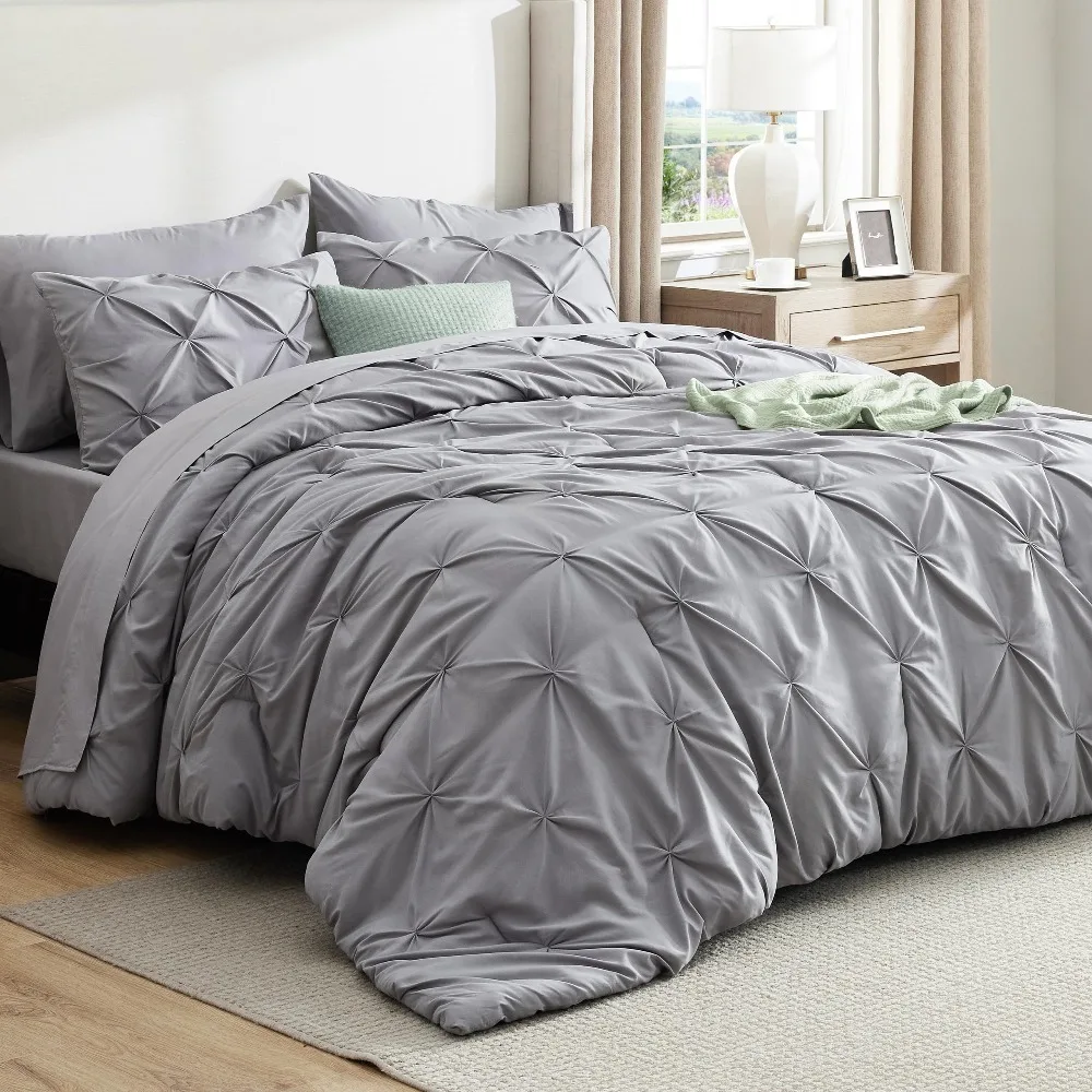 Bedsure Queen Comforter Set Grey - Bed in a Bag Queen Size 7 Pieces, GentleSoft™ Pintuck Bed Set Gift for Family
Bedsure Queen Comforter Set Grey - Bed in a Bag Queen Size 7 Pieces, GentleSoft™ Pintuck Bed Set Gift for Family