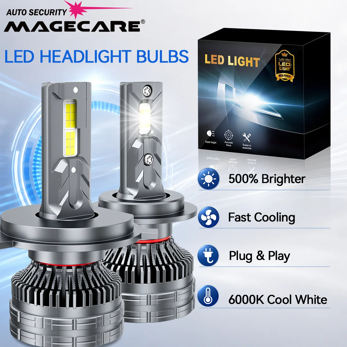 H7 LED Headlight Bulbs 150W 30000LM 6000K CSP Chip, Canbus No Error, Easy Install, 50000H Car Lights, IP68 Waterproof Car Lights
H7 LED Headlight Bulbs 150W 30000LM 6000K CSP Chip, Canbus No Error, Easy Install, 50000H Car Lights, IP68 Waterproof Car Lights