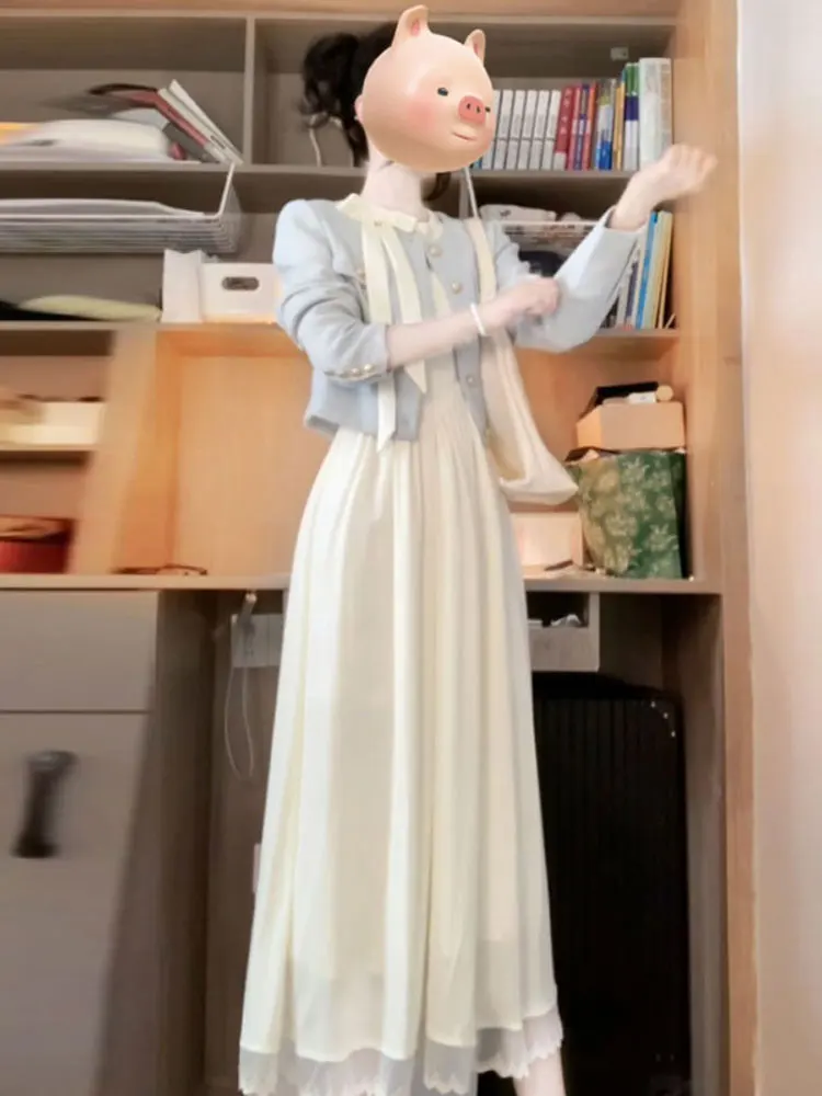 Spring Fashion Korean Style Short Jacket Dress Two-Piece Set Chic Elegant High-End Feel Cotton Long Sleeve round Neck Button
Spring Fashion Korean Style Short Jacket Dress Two-Piece Set Chic Elegant High-End Feel Cotton Long Sleeve round Neck Button
