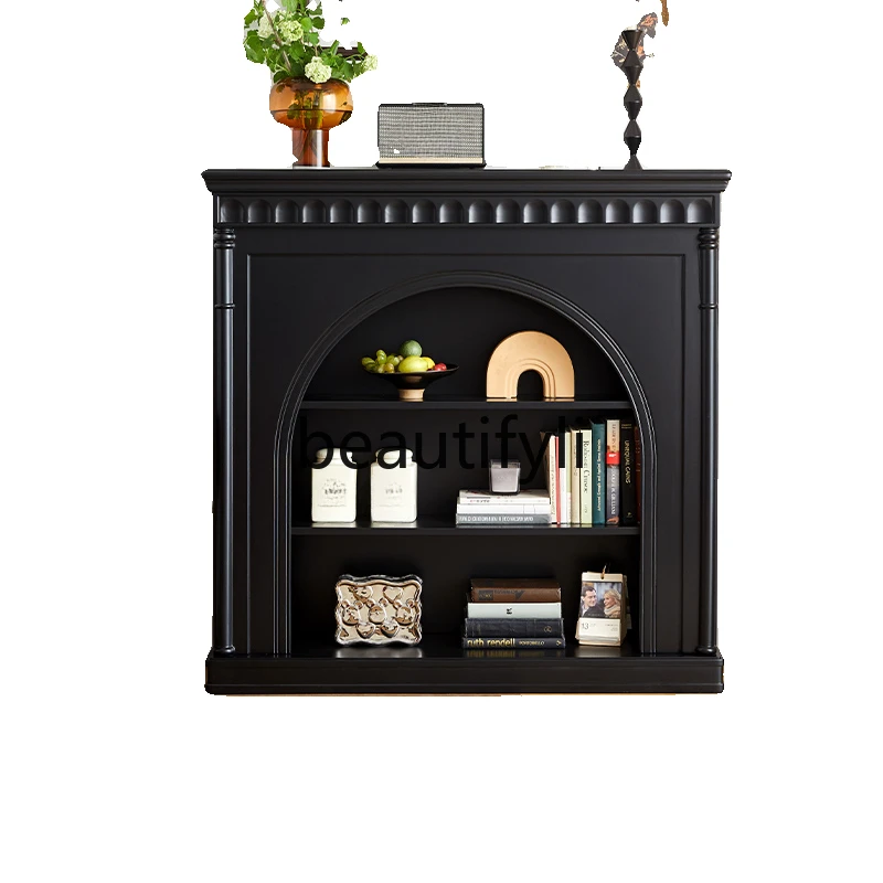 French solid wood fireplace black decorative cabinet retro style storage table entrance cabinet
French solid wood fireplace black decorative cabinet retro style storage table entrance cabinet