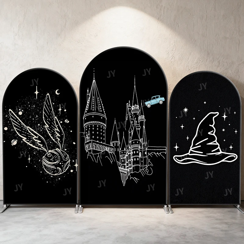 HarryPotter Golden Snitch Hogwarts Castle Sorting Hat Black White Arch Backdrop Cover For Kids Birthday Party Wizard Photo Booth
HarryPotter Golden Snitch Hogwarts Castle Sorting Hat Black White Arch Backdrop Cover For Kids Birthday Party Wizard Photo Booth