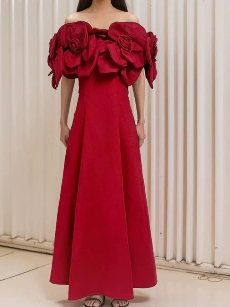 Three-dimensional flower high-waisted A-word dress in catwalk Spring New Big Pendulum tube top banquet evening dress
Three-dimensional flower high-waisted A-word dress in catwalk Spring New Big Pendulum tube top banquet evening dress