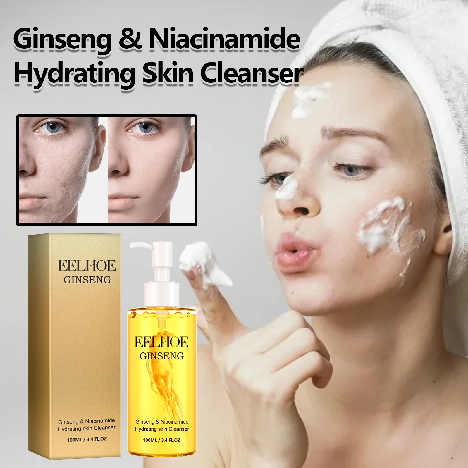 Ginseng Facial Cleanser Gentle Pore Purifying, Fine Rich Foam, Deep Hydration & Easy Rinsing Must-Have for All Skin Types
Ginseng Facial Cleanser Gentle Pore Purifying, Fine Rich Foam, Deep Hydration & Easy Rinsing Must-Have for All Skin Types