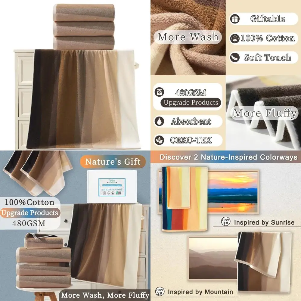 Set of 4 Cotton Bath Towels, 28x52 - 480GSM, Soft & Absorbent, Long-Lasting Decorative Brown Towels, Gift Set for Bathroom
Set of 4 Cotton Bath Towels, 28x52 - 480GSM, Soft & Absorbent, Long-Lasting Decorative Brown Towels, Gift Set for Bathroom
