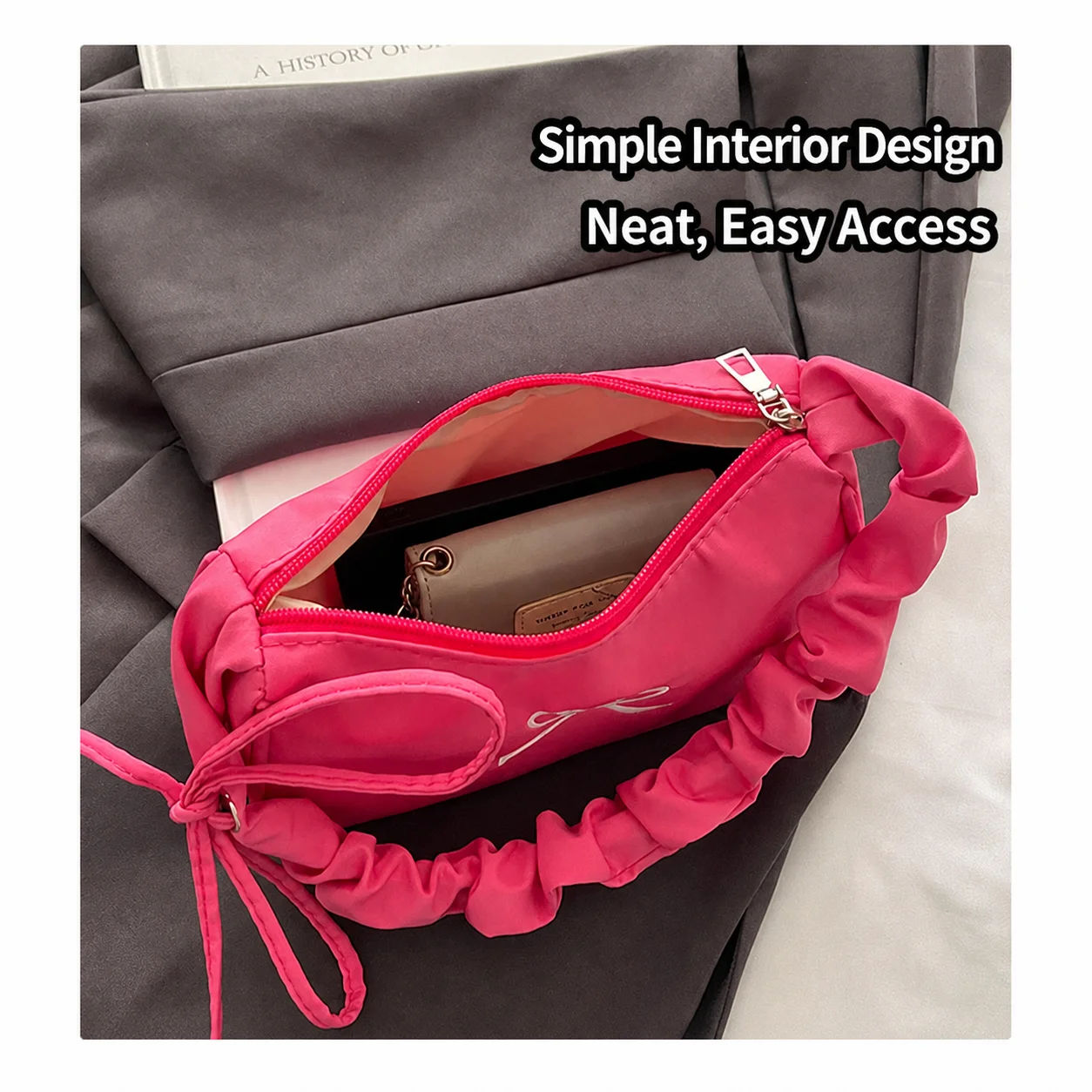 Women'S Fashion Bag Adjustable Embroidered Bow Bag Dumpling Bag Retro For Casual Outings Daily Commuting Dating
Women'S Fashion Bag Adjustable Embroidered Bow Bag Dumpling Bag Retro For Casual Outings Daily Commuting Dating