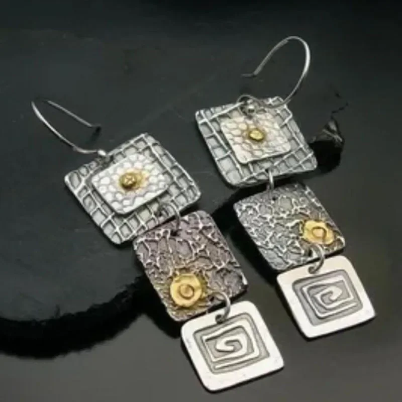New tribal geometric carving square metal earrings punk jewelry handmade pendant earrings for women
New tribal geometric carving square metal earrings punk jewelry handmade pendant earrings for women