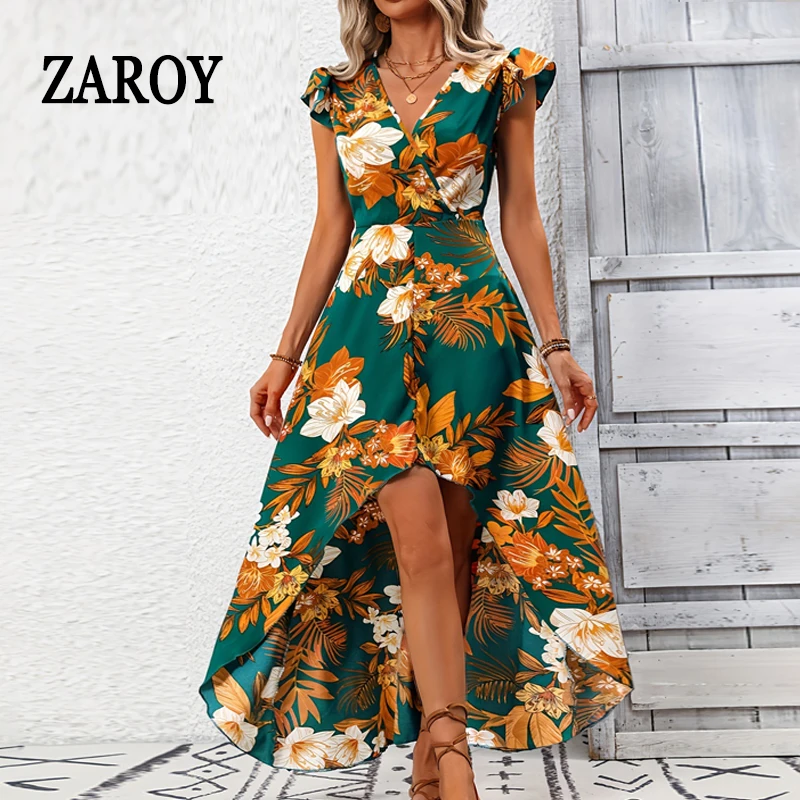 ZAROY Casual Holiday Floral Women Dresses Fashion Irregular Long Dresses Summer Short Sleeve V Neck Elegant Party Beach Vestidos
ZAROY Casual Holiday Floral Women Dresses Fashion Irregular Long Dresses Summer Short Sleeve V Neck Elegant Party Beach Vestidos