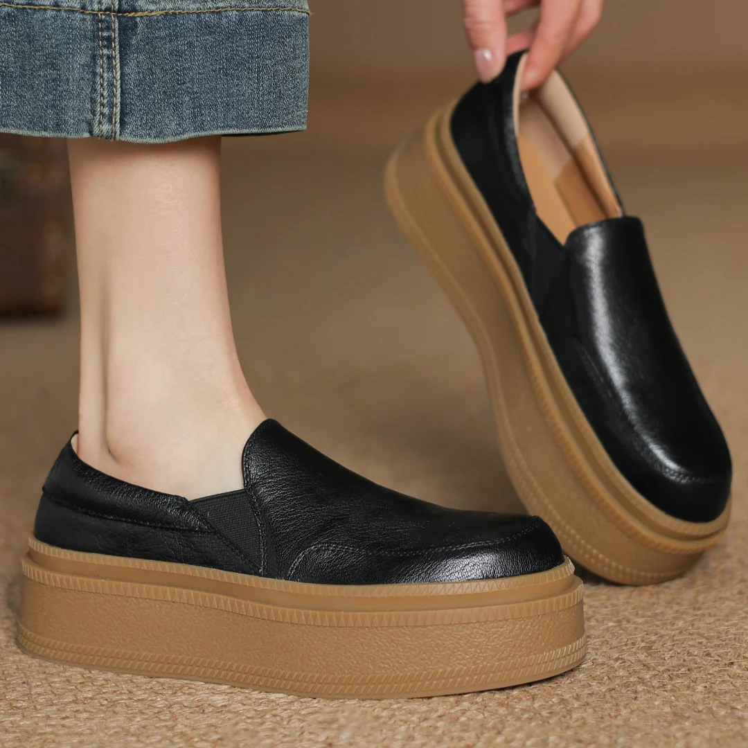 Women's sheepskin thick sole platform flats slip-on loafers round toe soft comfortable high quality moccasins shoes for woman
Women's sheepskin thick sole platform flats slip-on loafers round toe soft comfortable high quality moccasins shoes for woman