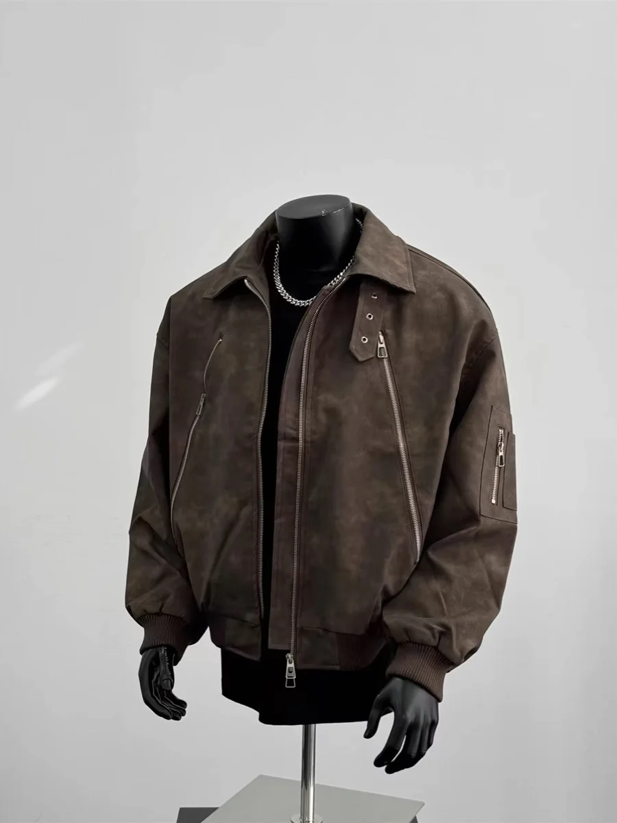 Retro American Zipper Leather Jaet Motorcycle Clothes Men's Autumn Winter Loose Coffee Color Outerwear Youth Faion
Retro American Zipper Leather Jaet Motorcycle Clothes Men's Autumn Winter Loose Coffee Color Outerwear Youth Faion