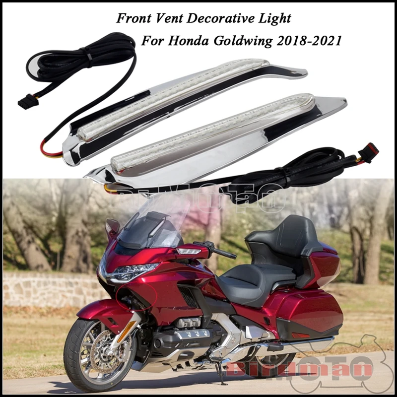For Honda Gold Wing Motorcycle Accessories Front Vent Trim LED Light Decorative Accents Turn Signal Kit For GL1800 F6B 2018-2021
For Honda Gold Wing Motorcycle Accessories Front Vent Trim LED Light Decorative Accents Turn Signal Kit For GL1800 F6B 2018-2021