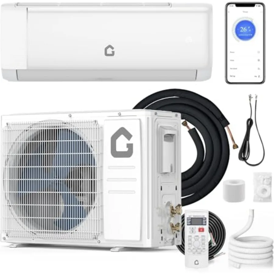 Mini Split Air Conditioner for rooms up to 750 sq.ft, aluminum alloy housing, white, 12, 000 BTU cooling/heating, 21 SEER2 ener
Mini Split Air Conditioner for rooms up to 750 sq.ft, aluminum alloy housing, white, 12, 000 BTU cooling/heating, 21 SEER2 ener