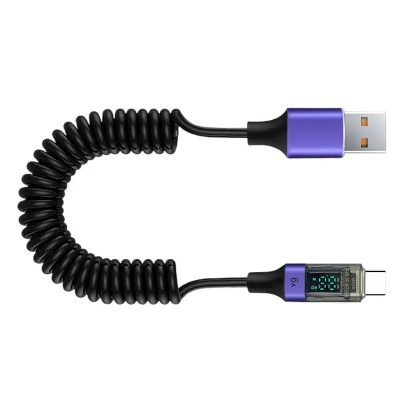 R53C LED Display USB A To C Cable 66W Super Fast Charging Spring Coil Cable for Phone
R53C LED Display USB A To C Cable 66W Super Fast Charging Spring Coil Cable for Phone